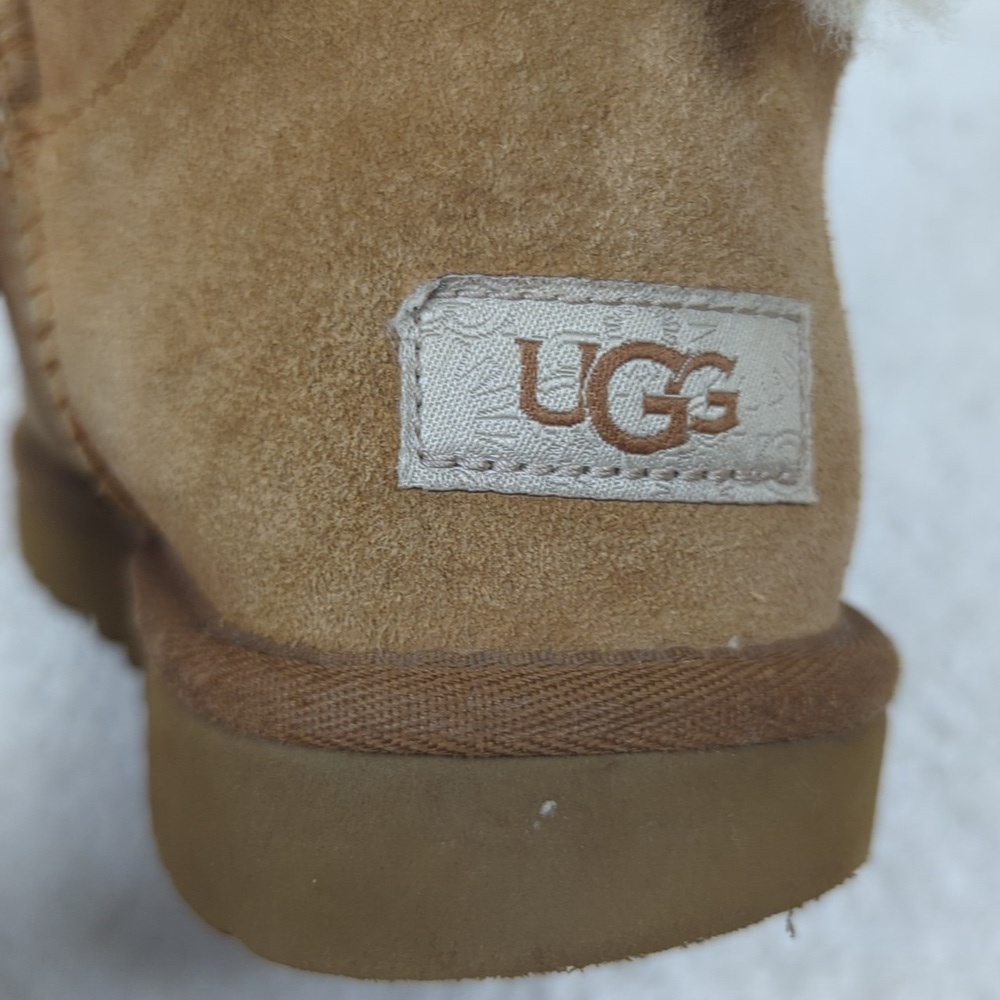 UGG Shearling Ankle Boots Womens 8 Tan Suede Flats Shoes - Picture 11 of 12